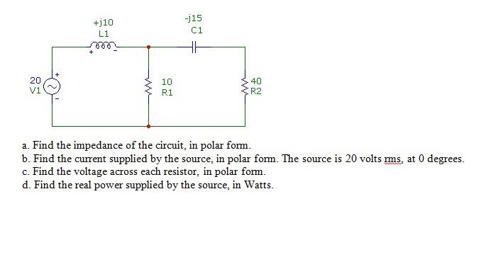 Solved Find the impedance of the circuit, in polar form. | Chegg.com