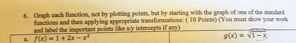 Solved Graph each function, not by plotting points, but by | Chegg.com