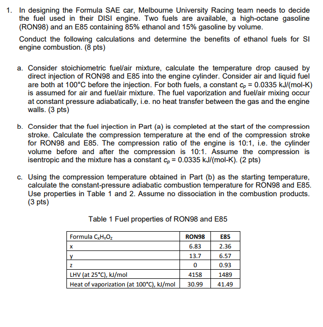 In Designing The Formula SAE Car, Melbourne Univer... | Chegg.com