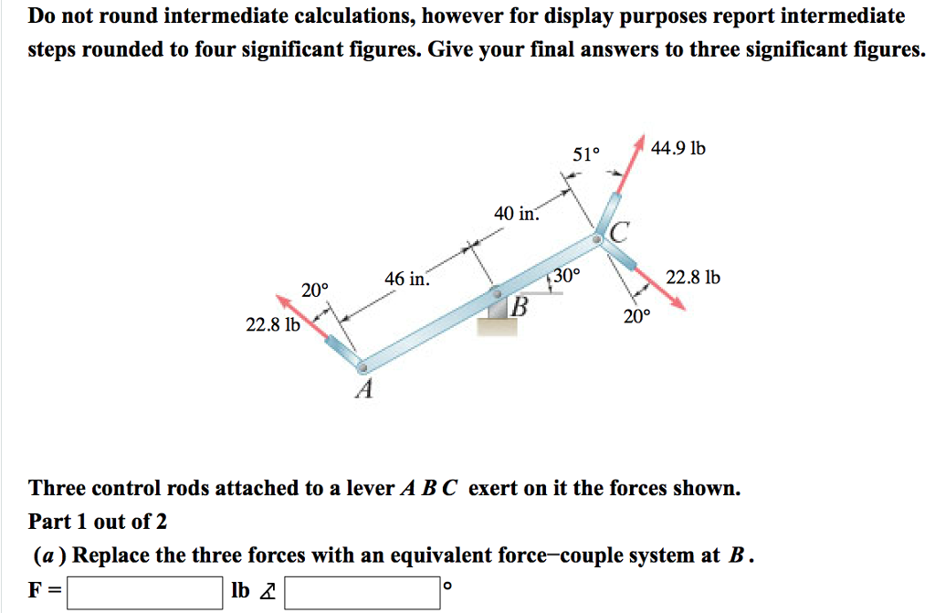 Solved Three Control Rods Attached To A Lever A B C Exert On | Chegg.com