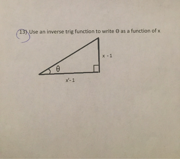 Solved use an inverse trig function to write theta as a chegg