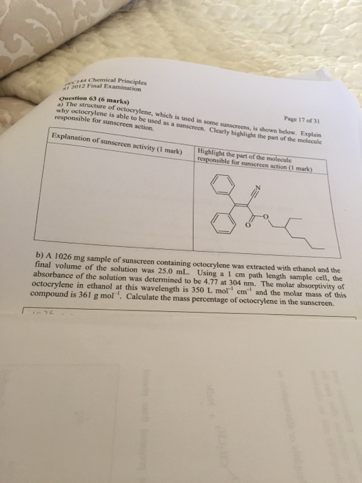 solved  structure  octocrylene      cheggcom