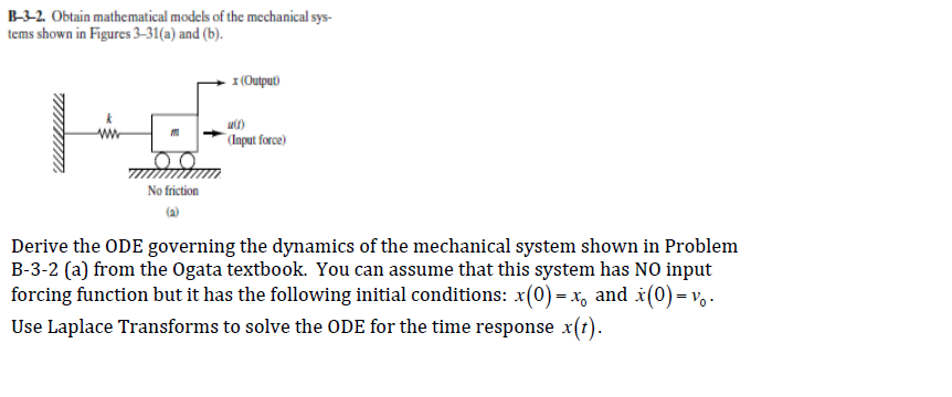 Solved B-32. Obtain Mathematical Models Of The Mechanical | Chegg.com