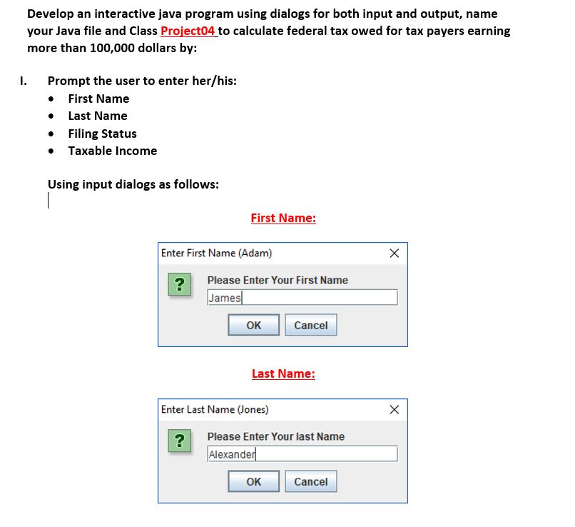 Develop an interactive java program using dialogs for | Chegg.com