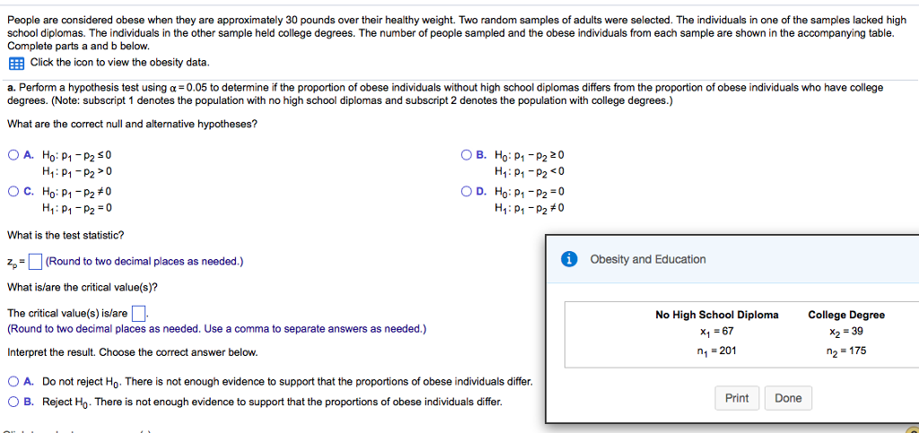 Solved Consider the following data from two independent | Chegg.com
