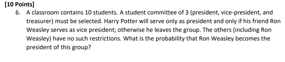 Solved [10 Points] 6. A classroom contains 10 students. A | Chegg.com