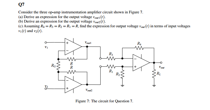 Solved Consider The Three Op-amp Instrumentation Amplifier | Chegg.com