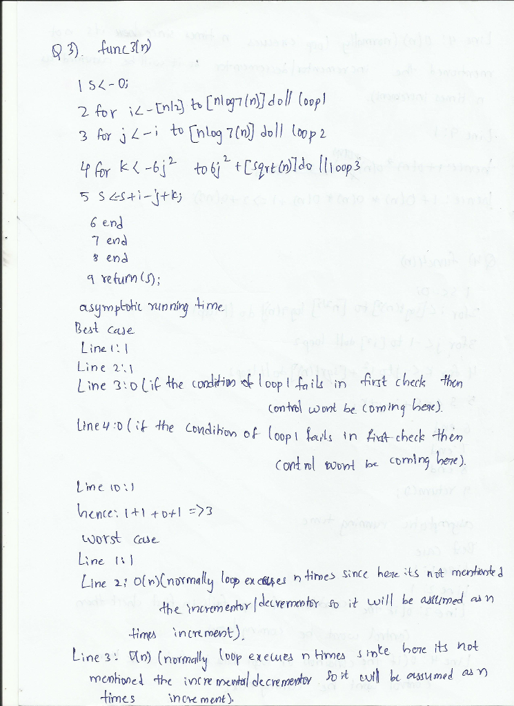 (Solved Homework): Give the asymptotic running time of each the ...