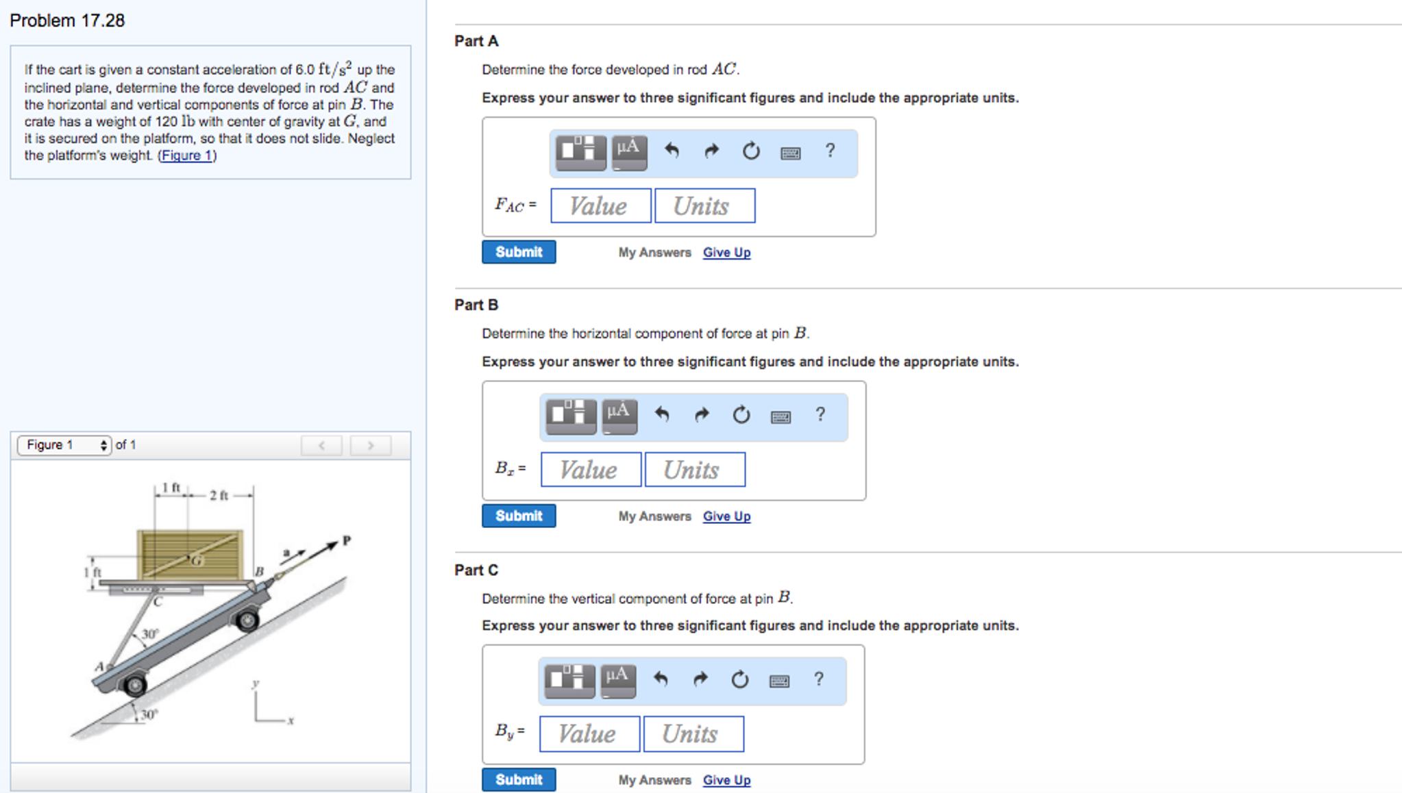 Solved If the cart is given a constant acceleration of 6.0 | Chegg.com