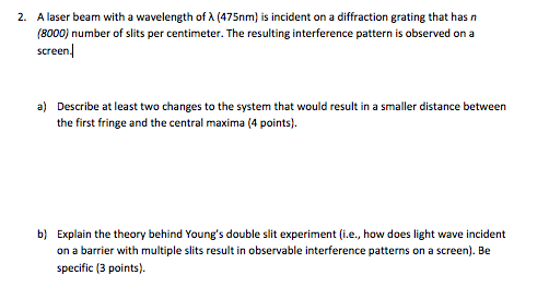 Solved 2 A Laser Beam With A Wavelength OfA 475nm Is Chegg