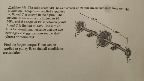 Solved The solid shaft ABC has a diameter of 60 mm and is | Chegg.com
