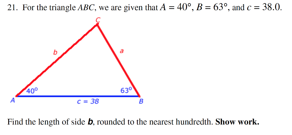 Solved For the triangle ABC we are given that A 40 Chegg