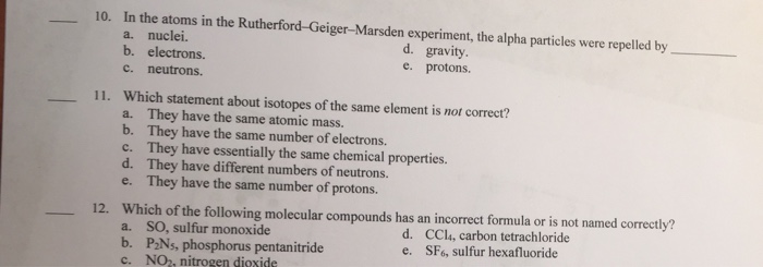 Solved 10. In the atoms in the Rutherford-Geiger-Marsden | Chegg.com