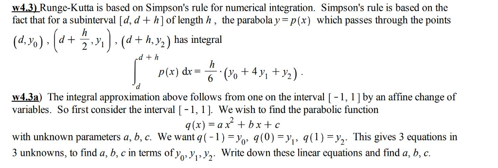 Solved w4.3) Runge-Kutta is based on Simpson's rule for | Chegg.com