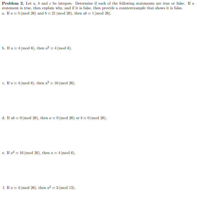 Solved Problem 2. Let A, B And C Be Integers. Determine If | Chegg.com