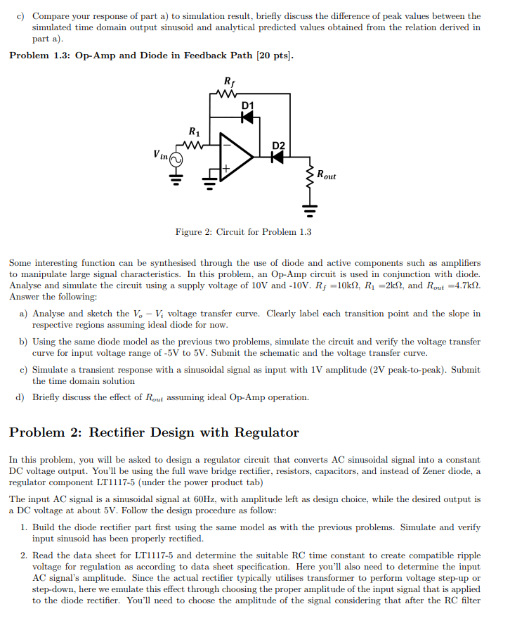 Solved Problem 1: Diode Based Circuit In This Problem, The | Chegg.com