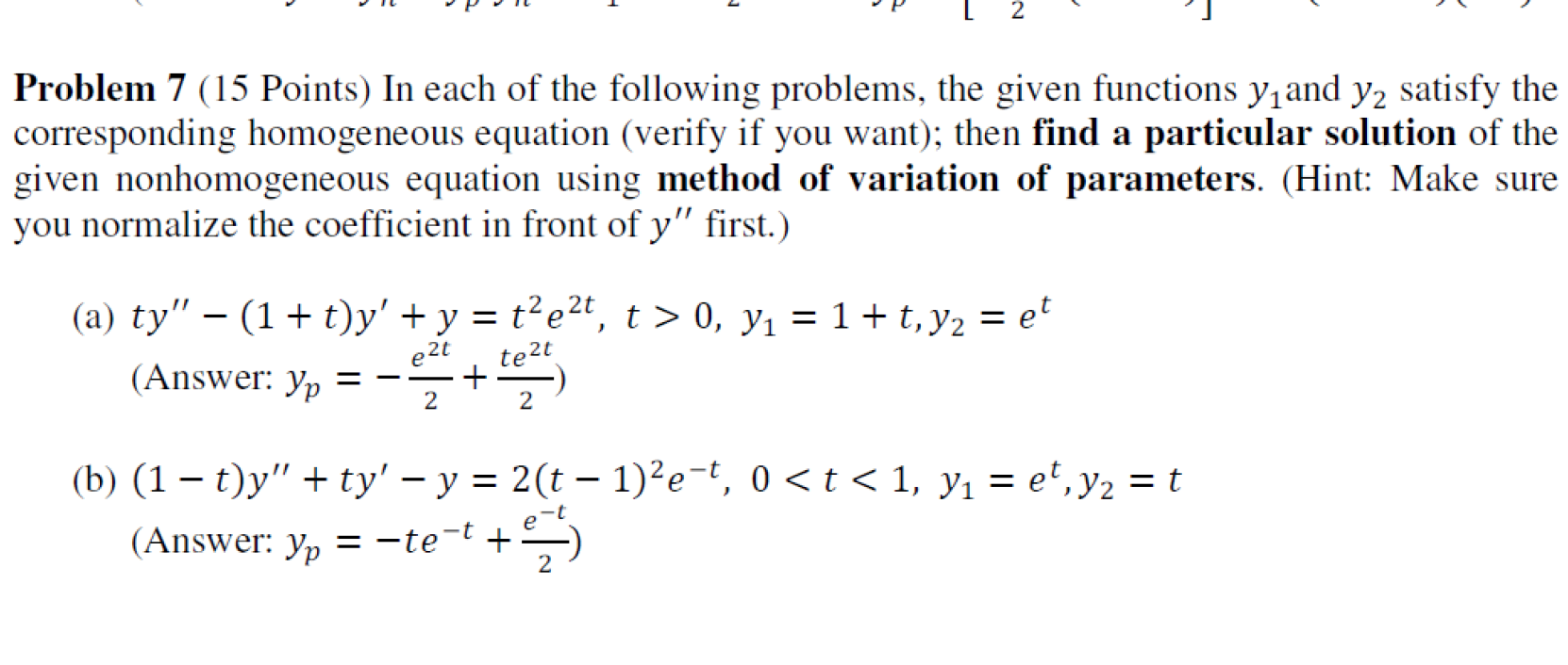 Solved Problem 7 (15 Points) In each of the following | Chegg.com