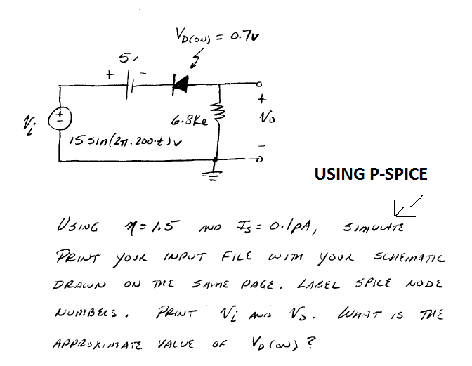 Solved Using PSpice Using =1.5 and Is = 0.1 pA, Simulate
