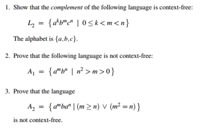 Show that the complement of the following language is | Chegg.com
