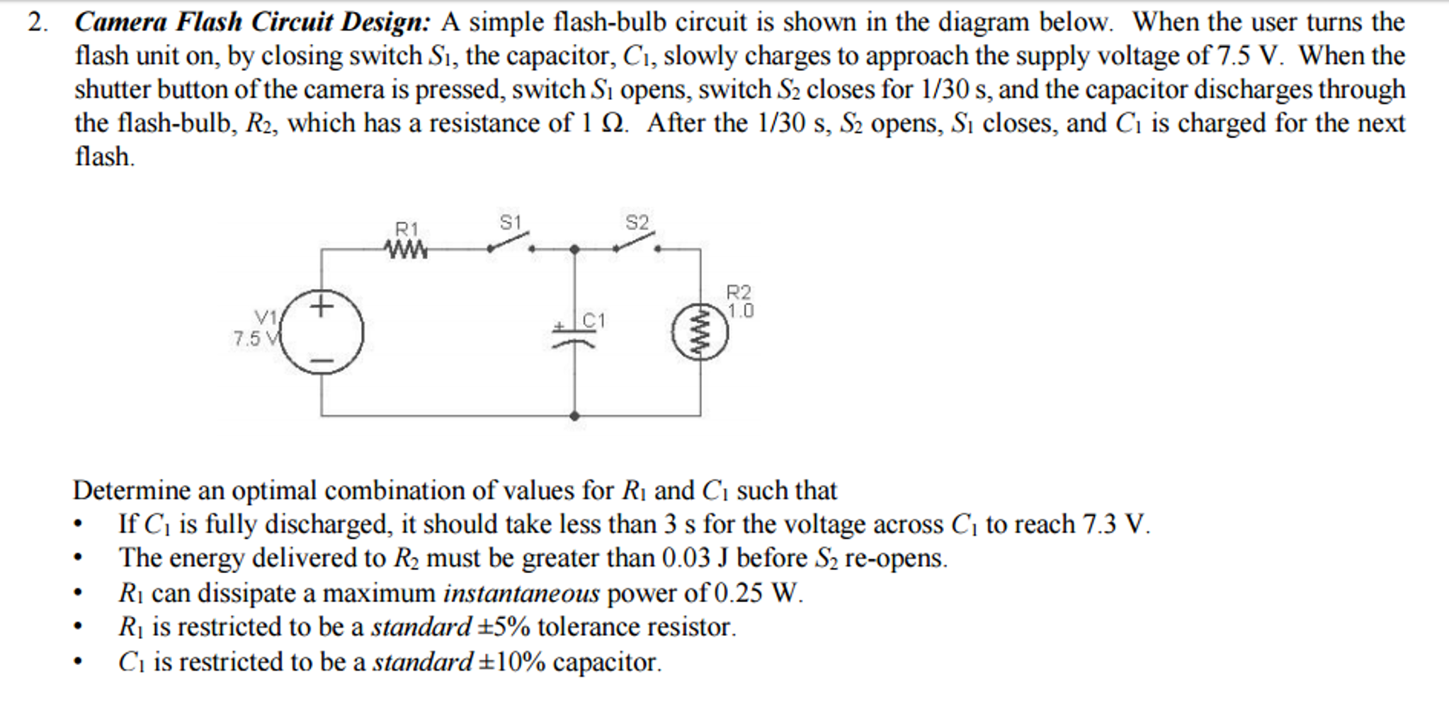 Solved A simple flashbulb circuit is shown in the diagram