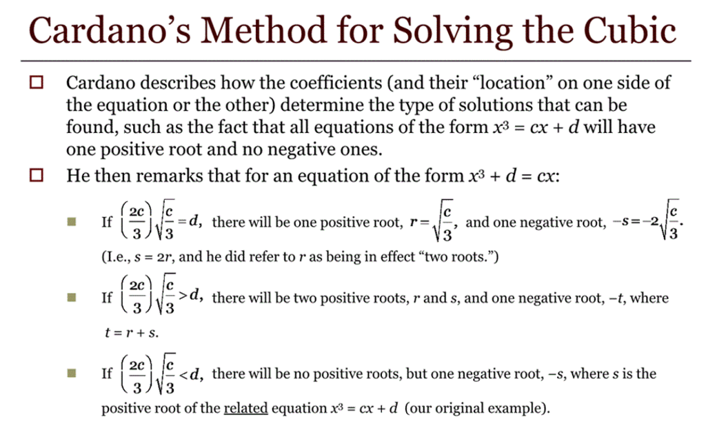 Solved Cardano's Method For Solving The Cubic Example: Solve | Chegg.com