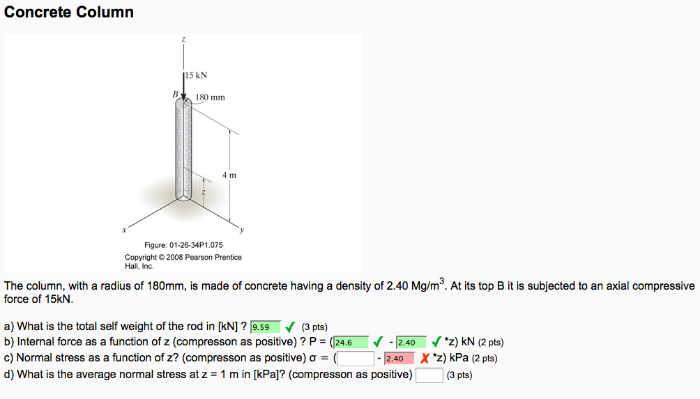 Solved The column, with a radius of 180mm, is made of | Chegg.com