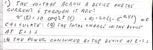 Solved The voltage across a device and the current i through | Chegg.com