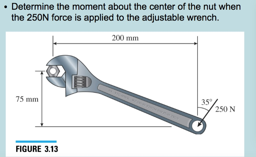 Solved . Determine the moment about the center of the nut