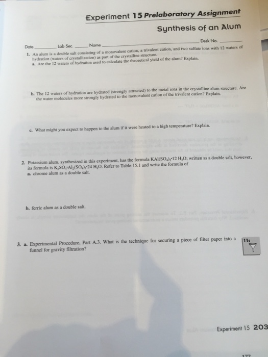 Solved An alum is a double salt consisting of a monovalent