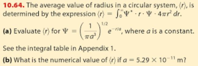 Solved 10.64. The average value of radius in a circular | Chegg.com