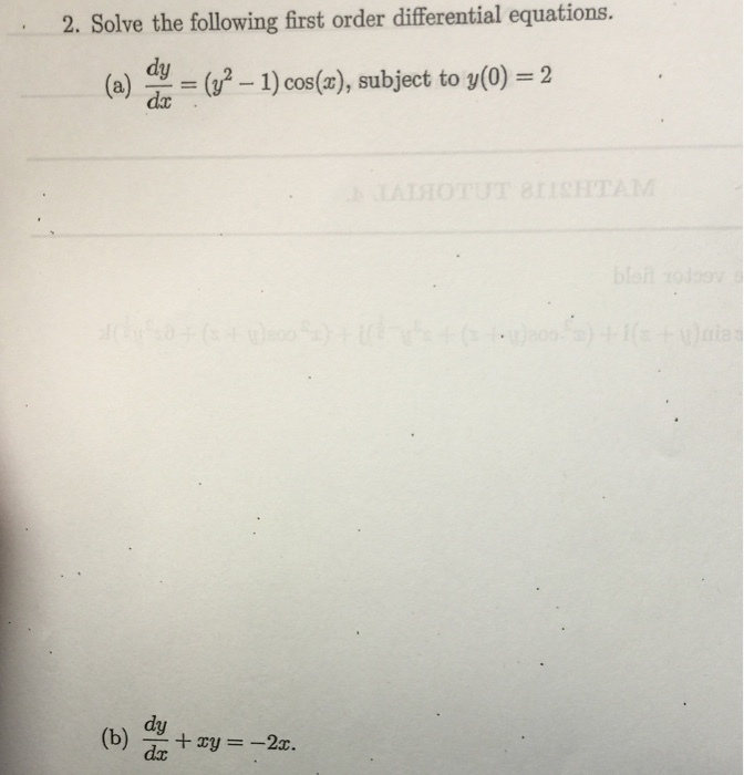 Solved Solve The Following First Order Differential 6811