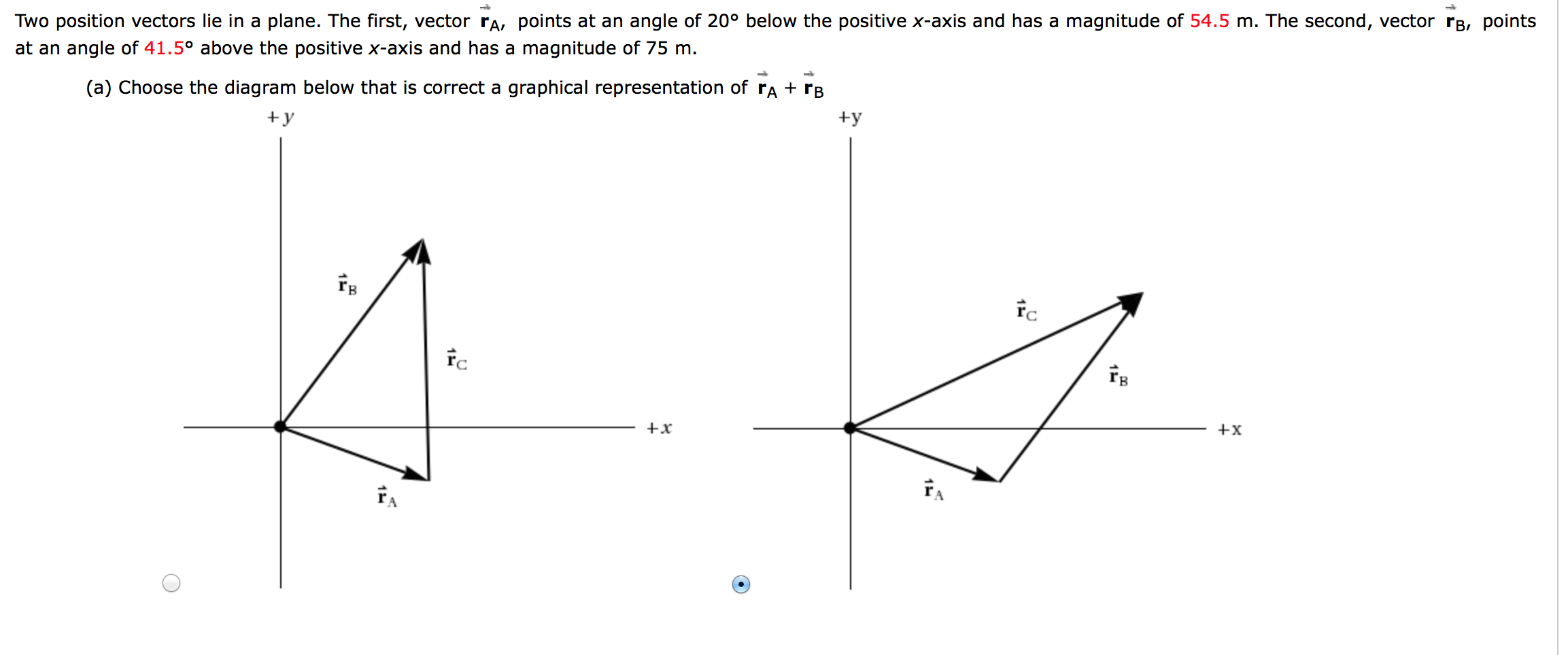 Solved Two Position Vectors Lie In A Plane The First 0213