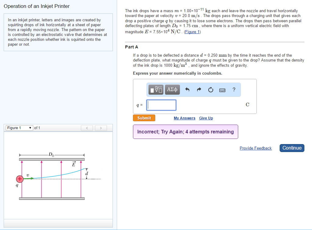 Solved Operation of an Inkjet Printer In an inkjet printer, | Chegg.com