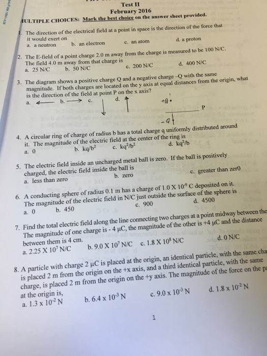 Solved The direction of the electric field at a point in | Chegg.com