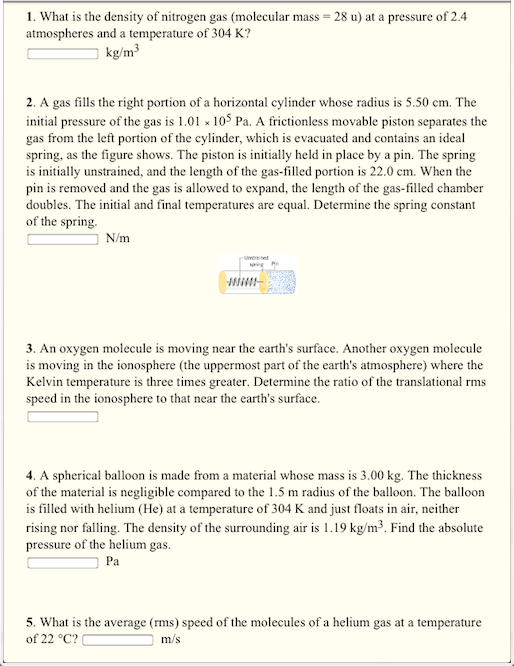 What is the density of nitrogen gas (molecular mass =