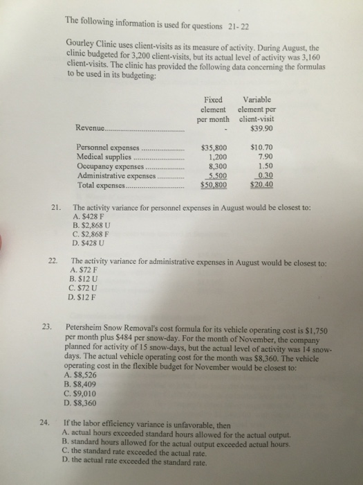 Solved The following information is used for questions 21-22 | Chegg.com