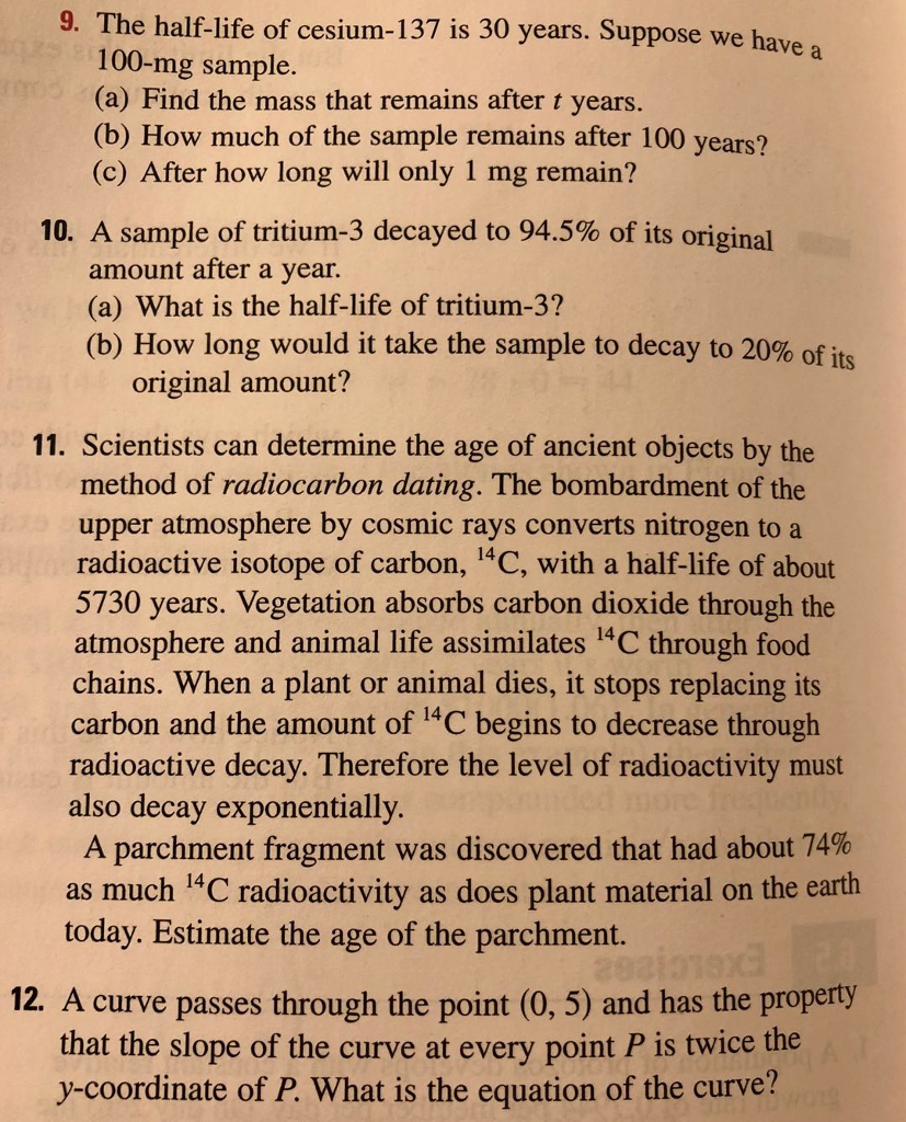 solved-9-the-half-life-of-cesium-137-is-30-years-suppose-chegg