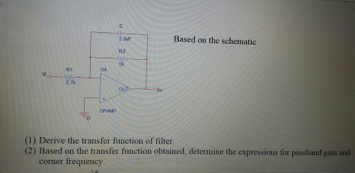 Solved Derive the transfer function of filter. Based on | Chegg.com