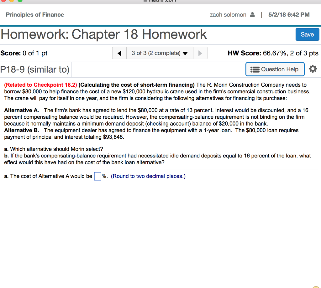 Principles of finance homework help