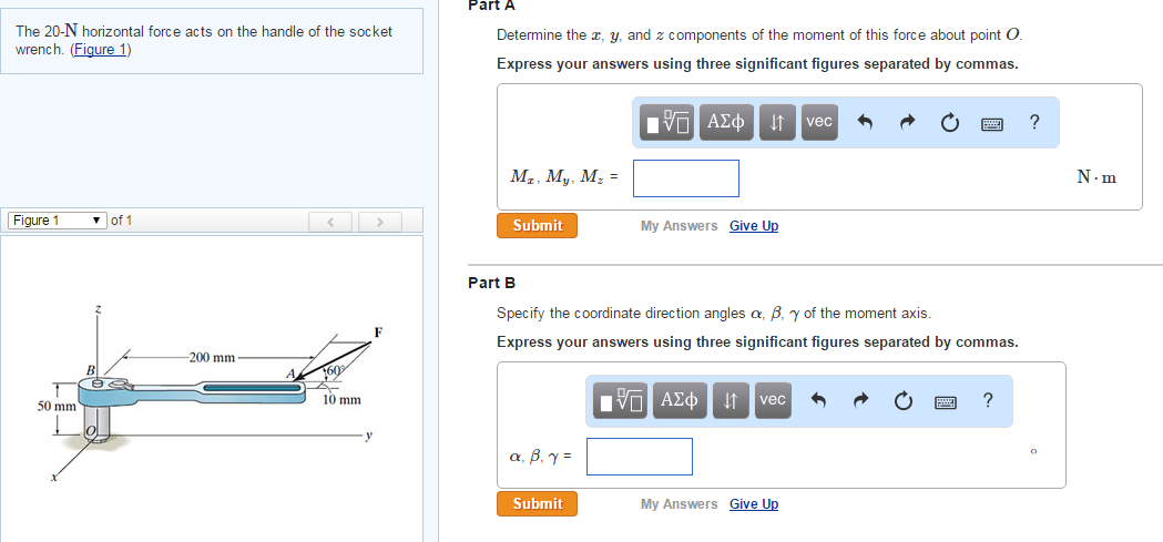 Solved The 20-N horizontal force acts on the handle of the | Chegg.com