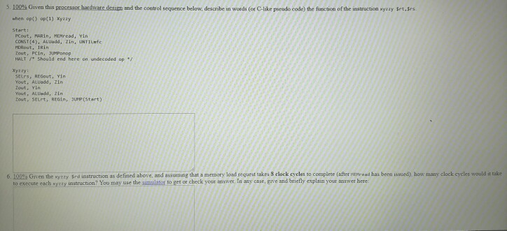 Solved S 100es Given This Processox Hardware Design And The Chegg