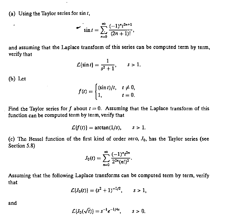 Solved Using the Taylor series for sin t, sin t = | Chegg.com