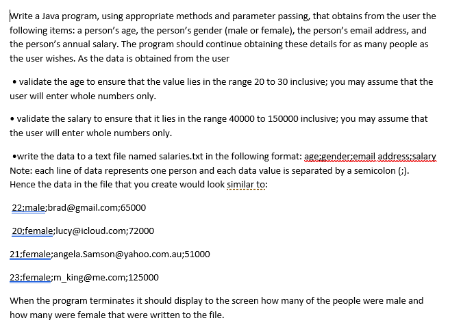 Solved Write a Java program, using appropriate methods and | Chegg.com