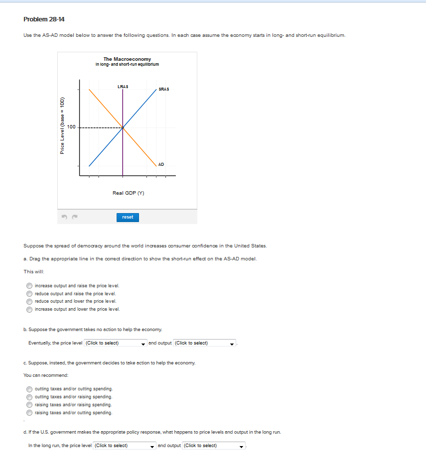 Solved Use the AS-AD model below to answer the following | Chegg.com