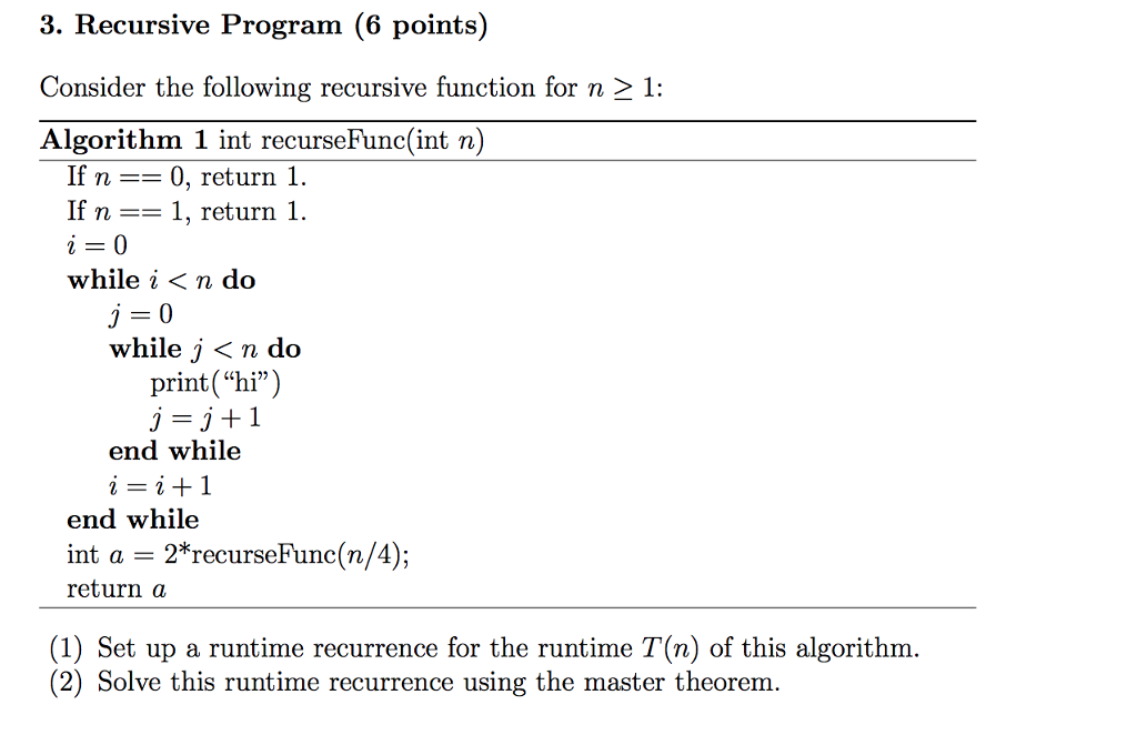 Solved 3. Recursive Program (6 Points) Consider The | Chegg.com