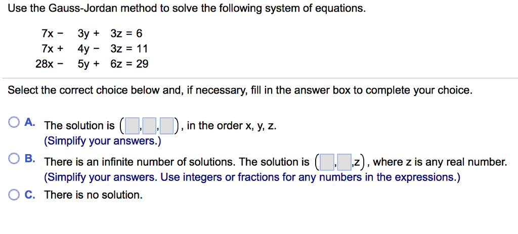 Solved Use row operations to solve the system. X+ y- z = 3 | Chegg.com