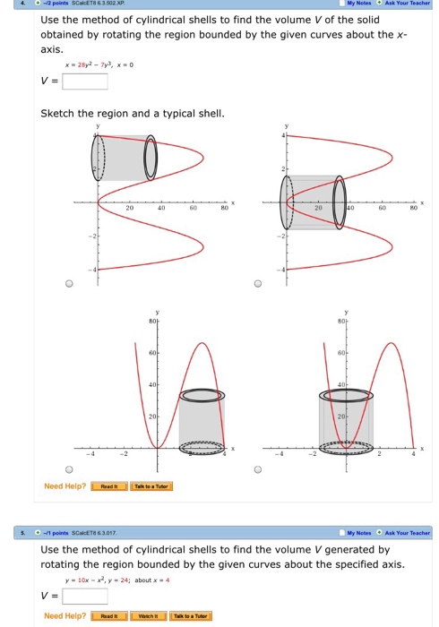 Solved Use The Method Of Cylindrical Shells To Find The | Chegg.com