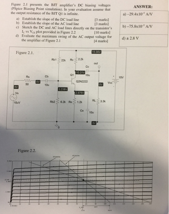 Solved Presents The BJT Amplifier's DC Biasing Voltages | Chegg.com