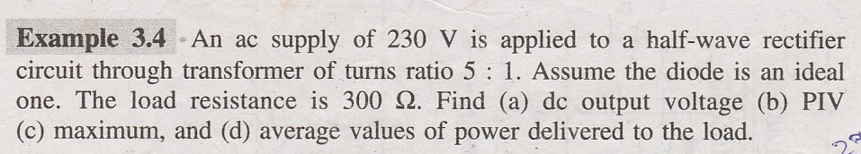 Solved Example 3.4 An ac supply of 230 V is applied to a | Chegg.com