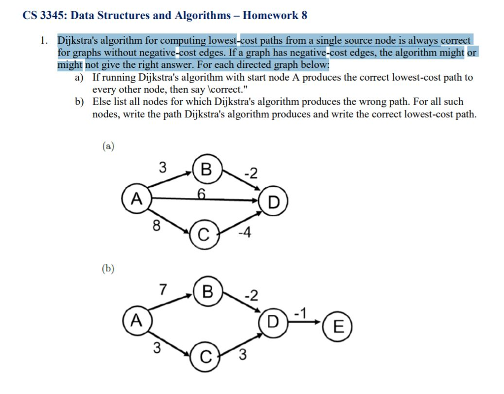 Solved CS 3345: Data Structures and Algorithms - Homework 8 | Chegg.com